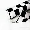 White Black Checker Pattern Bright Surface Stickers For Car Motorcycle And