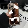 Custodia per telefono marrone con motivo mucca creativa adatta per iPhone 17 16 15 14 13 12 11 Pro/Max/Plus cover posteriore anti-caduta e anti-urto