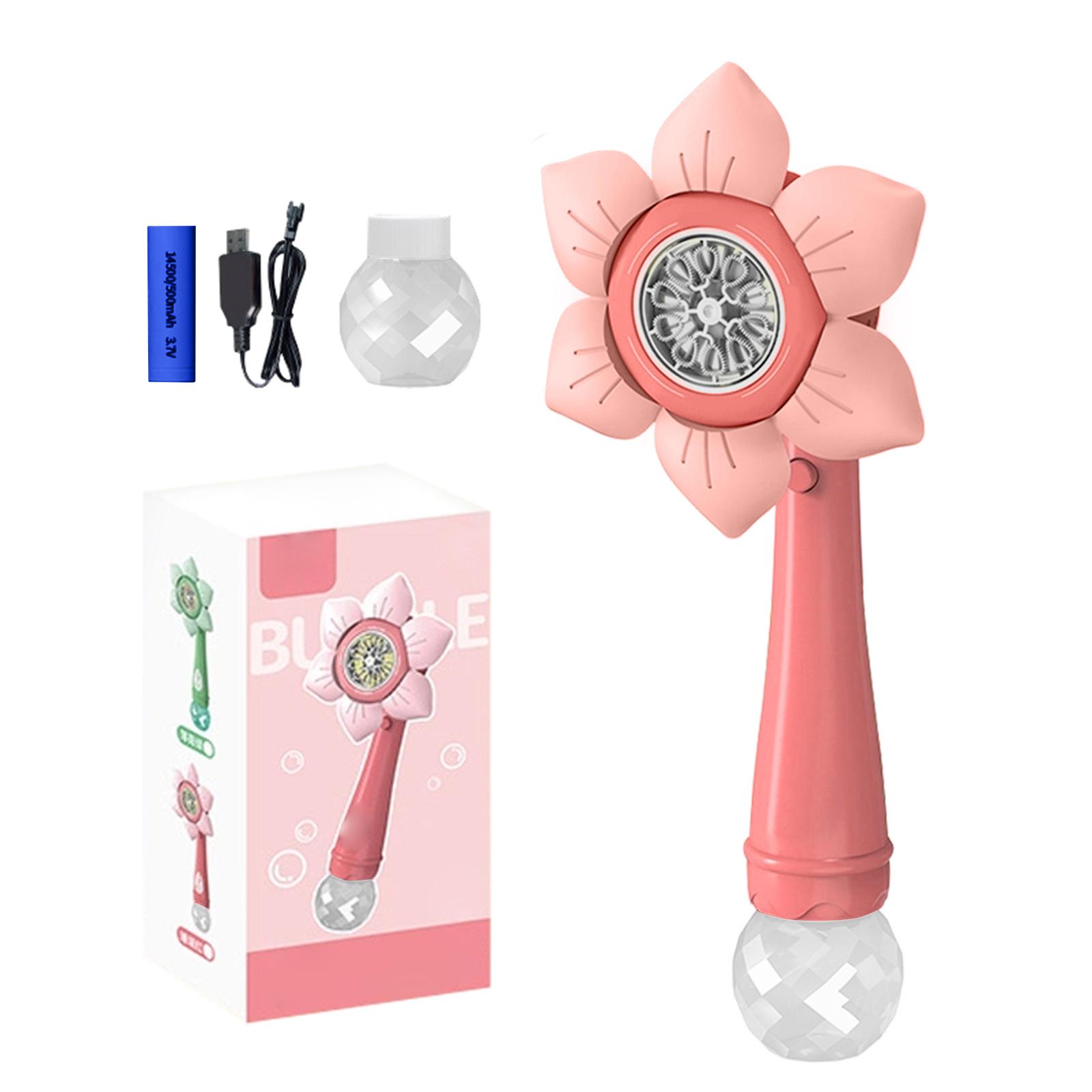 

Automatic Bubble Machine Bubble Gun Electric Snowflake Bubble Blower Toy with 80ml Bubble Solution Rechargeable Battery Included for Kids Outdoor Play One Size розовый