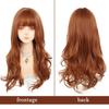 WTB Orange-brown Long Curly Synthetic Wig Female Daily Fluffy Natural Straight Bangs Orange-brown Long Curly Wig