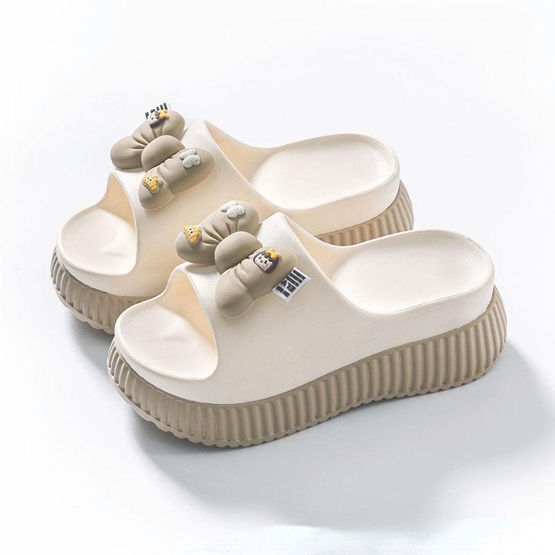 

Крутые тапочки женские летние на толстой подошве верхняя одежда модные банты милые мультяшные женские тапочки на высоком каблуке домашние крутые тапочки 36-37 хаки