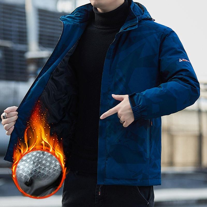 Chaqueta Casual de Otoño e Invierno para Hombre Chaqueta Deportiva para Hombre con Capucha Desmontable para Exteriores Chaqueta Cortavientos Impermeable para Hombre