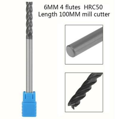 1Pc 6MM 4Flutes HRC50 Extra Long Length 100mm Tungsten Carbide End Mill CNC Tool