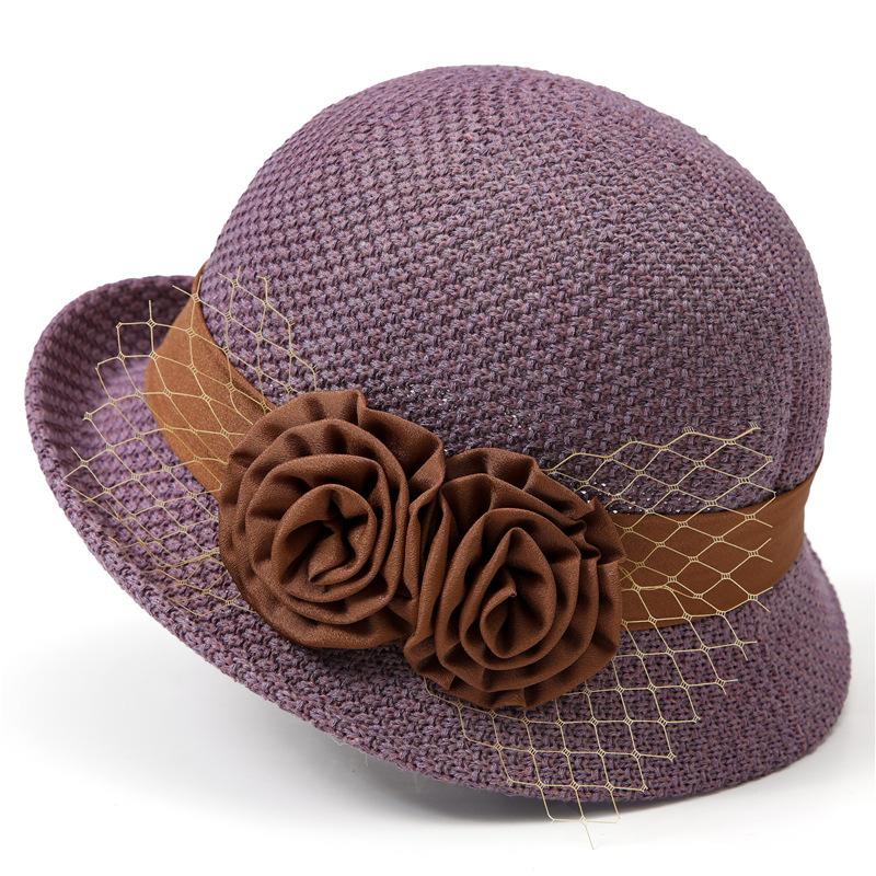 Elegant curling top hat women's summer small edge basin hat sunscreen travel sun hat literary bucket hat tide