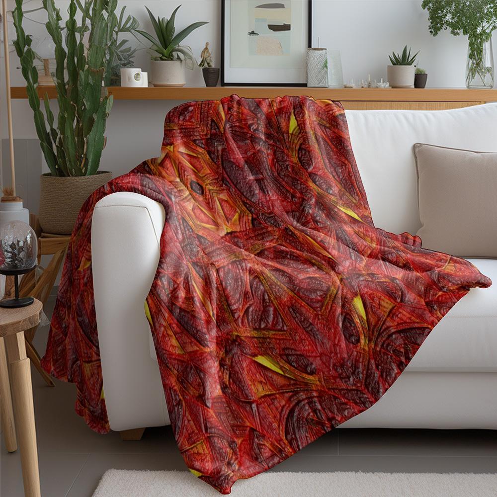Patterned Blanket Red Geometric Print Throw Blanket Sofa Bed Bedding for Kids Teens Adults Decorative Gift