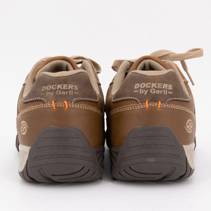 Baskets crazy horse cognac lacets beiges Homme DOCKERS BY GERLI