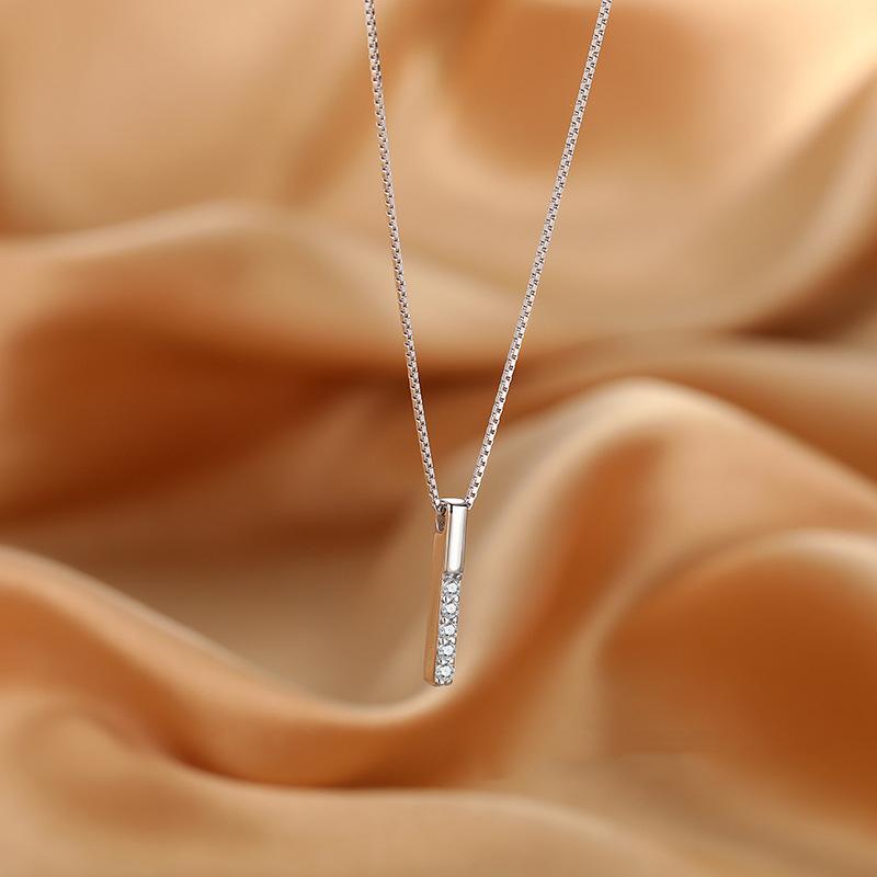 Minimalist Vertical Strip With Diamond Collarbone Chain, Simple Temperament, Personalized Student, Small Fresh Long Geometric Necklace, Female