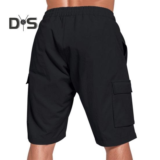 Pantaloni scurți de vară pentru bărbați, de culoare solidă, ocazional, în stil obișnuit, cu curele elastice, șnururi, respirabili