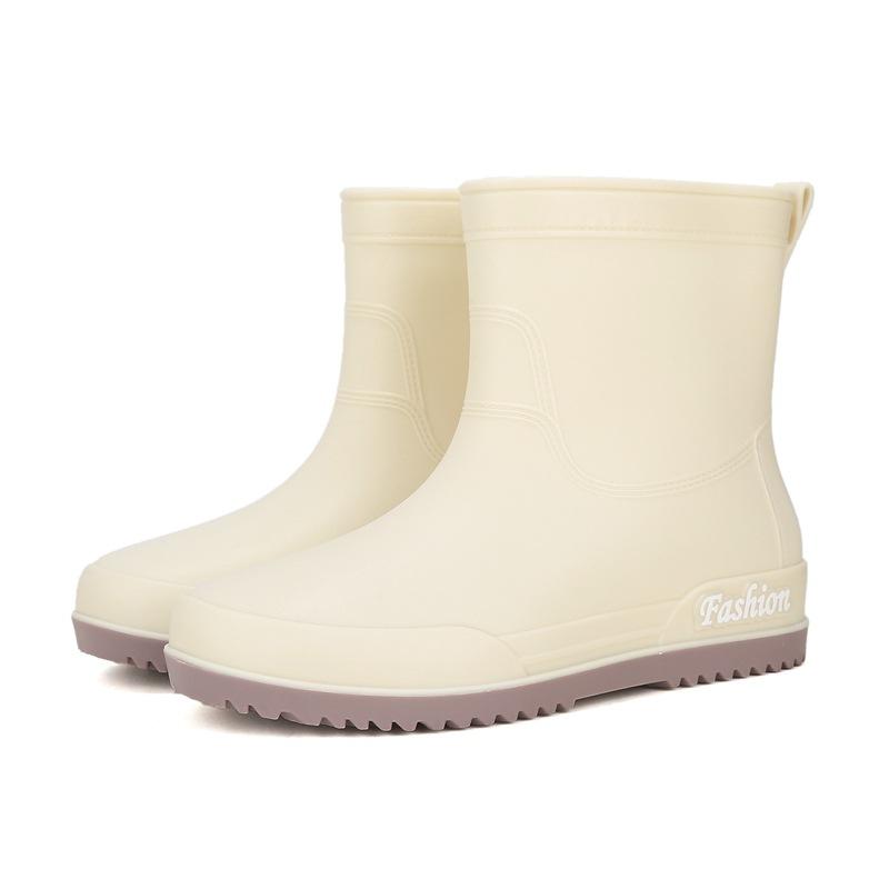 rain shoes women's adult short water shoes non-slip waterproof boots wear-resistant four-season students versatile solid color warm rain boots women