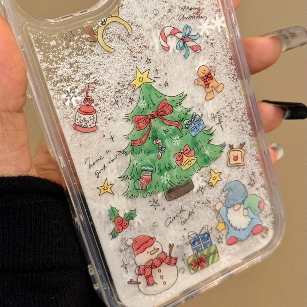 Winter Quicksand Snowflake Christmas Tree Is Suitable for Apple 11Promax Mobile Phone Case 11promax Large Hole Anti-drop Explosion