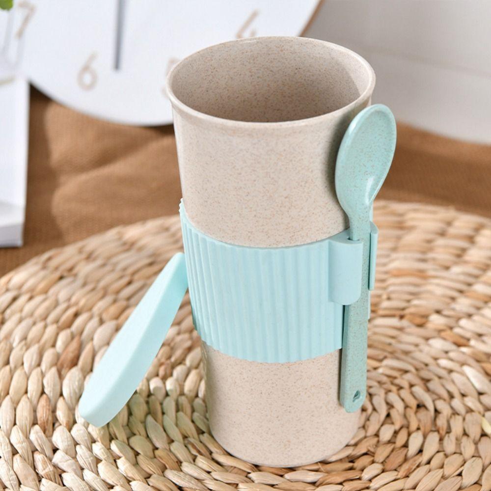 Camping Novelty with Lid Creative Eco-friendly Wheat Straw Tea Cup Coffee Mug Drinkware Tumbler Cup