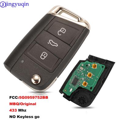 Jingyuqin 433Mhz 3-tlačidlový diaľkový kľúč od auta pre VW Golf 7 MK7 Škoda Octavia A7 Seat 5G0959752BB MBQ Originálny Bez Keyless Go