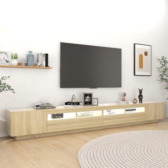 VidaXL Meuble TV avec Lumières LED, Armoire de Télévision avec Rangement, Meuble Télé de Salon Salle de Séjour Intérieur, 3081927