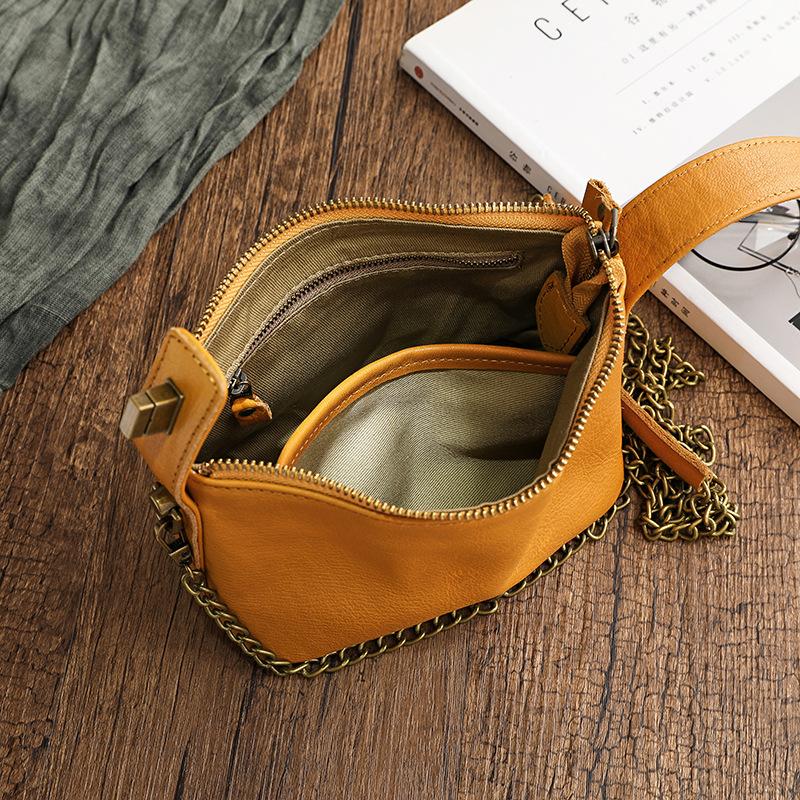 Johnature Versatile Simple Genuine Leather Women Chain Bag Natural Soft Cowhide Solid Color Shoulder & Crossbody Bags