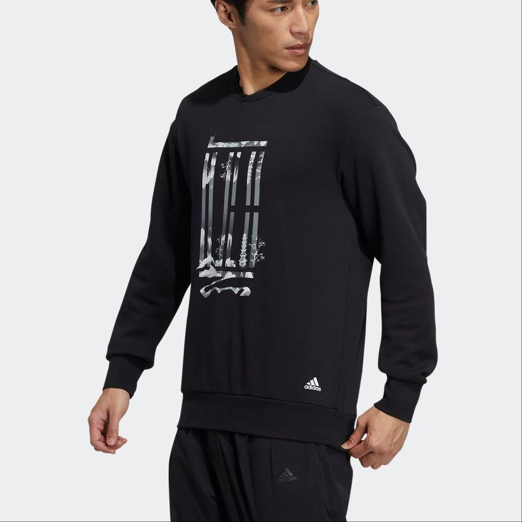 adidas Wu Ji Collection Sweatshirts Men's Black Crew Neck Moderate Regular H39289