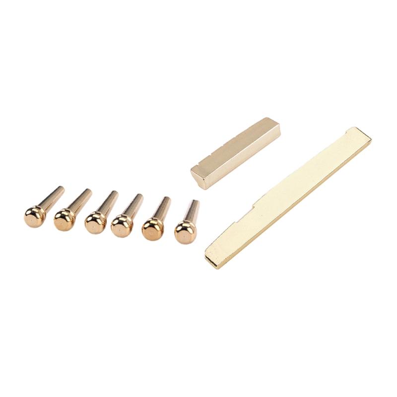 

New Guitar Replacement Golden Buffalo Bridge Saddle Nut Set Slotted for Ukulele Guitar Stringed Instruments Accessories 1
