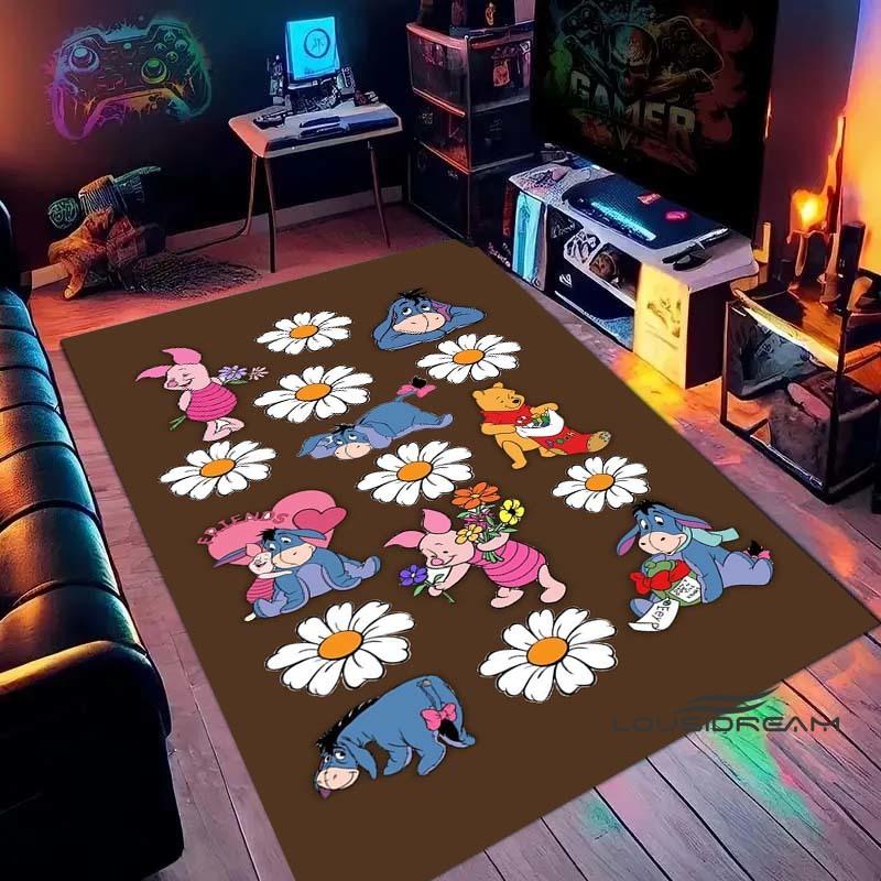 

3D printed Winnie the Pooh and Tigger pattern rug, suitable for living room, bedroom, children s room, sofa, doormat, non-slip 60x90cm