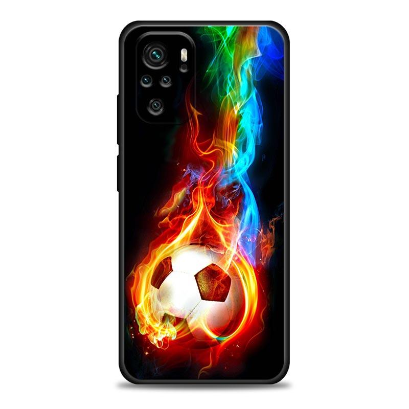 Fire Football Soccer Ball Phone Case For Xiaomi Redmi 15 15C 4G Note 15 14 13 Pro Plus 5G Soft Cover For Redmi Note 15Pro 14PRO