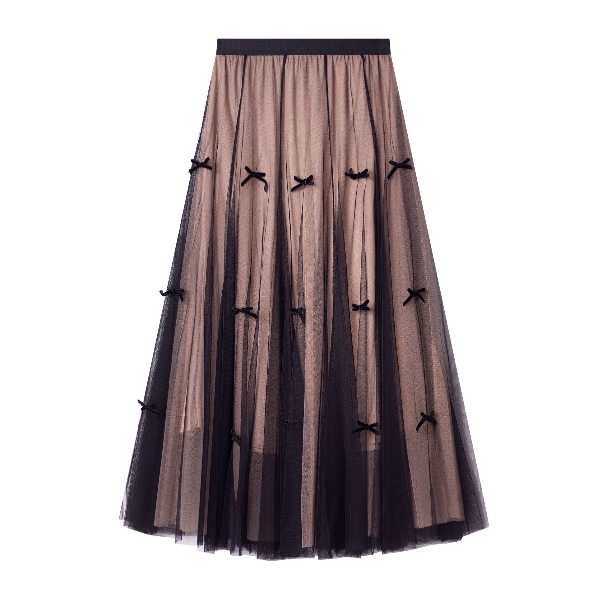 

2025 новая женская юбка А-образного силуэта, юбка из тюля с эластичной талией, средней и длинной длины, темпераментная узкая повседневная юбка One size