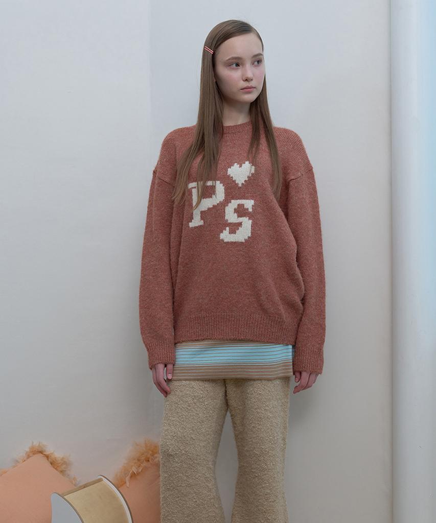 PISCESS Hairy Jacquard Sweater_Orange