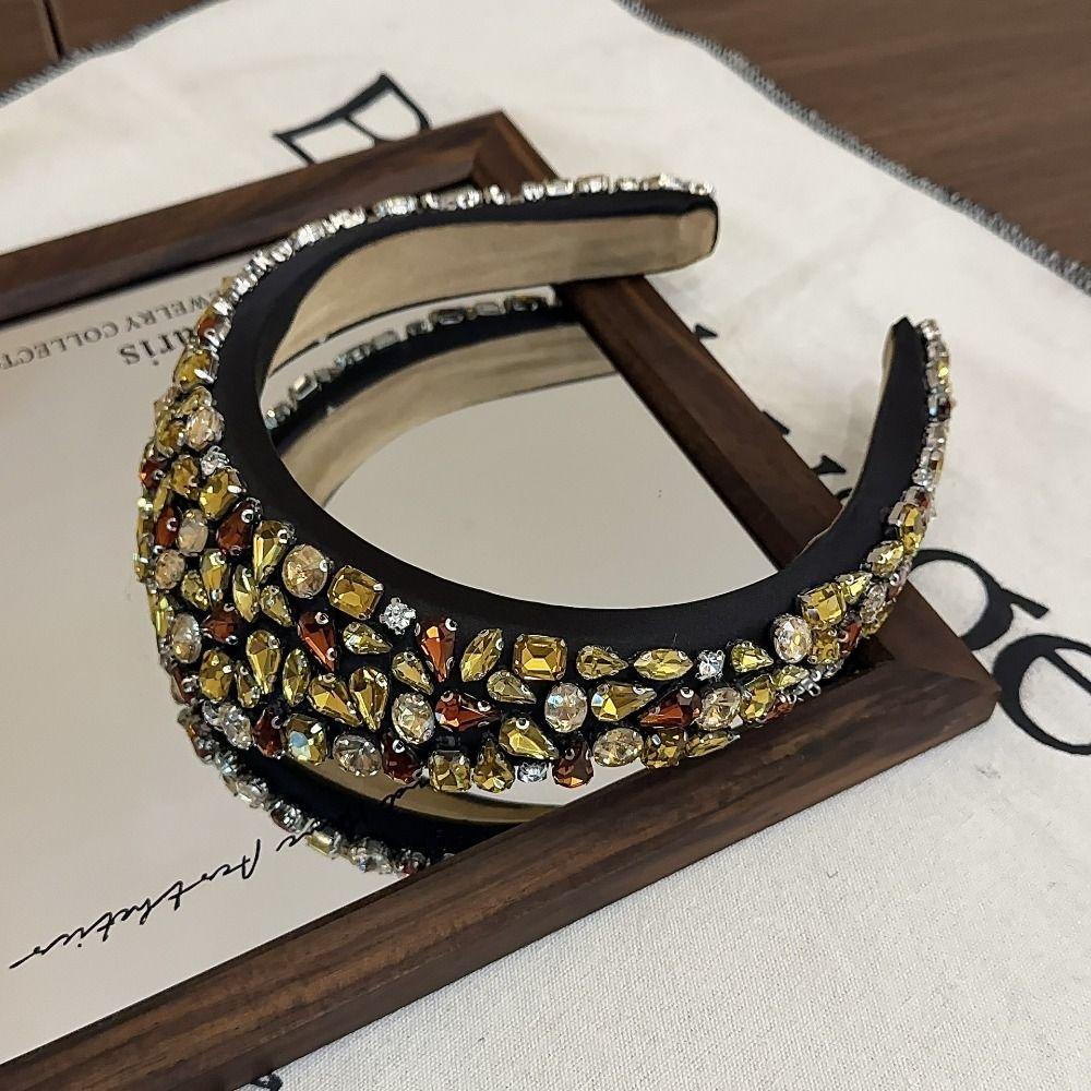 Rhinestone Rhinestone Headband Elegant Style Black Color Crystal Gem Headband Fashion Padded Diamante Headband Daily Wear