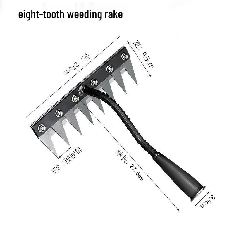 Multifunctional Farm Tools: Iron Rake & Weeding Hoe for Tilling, Loosening Soil, and Raking Grass
