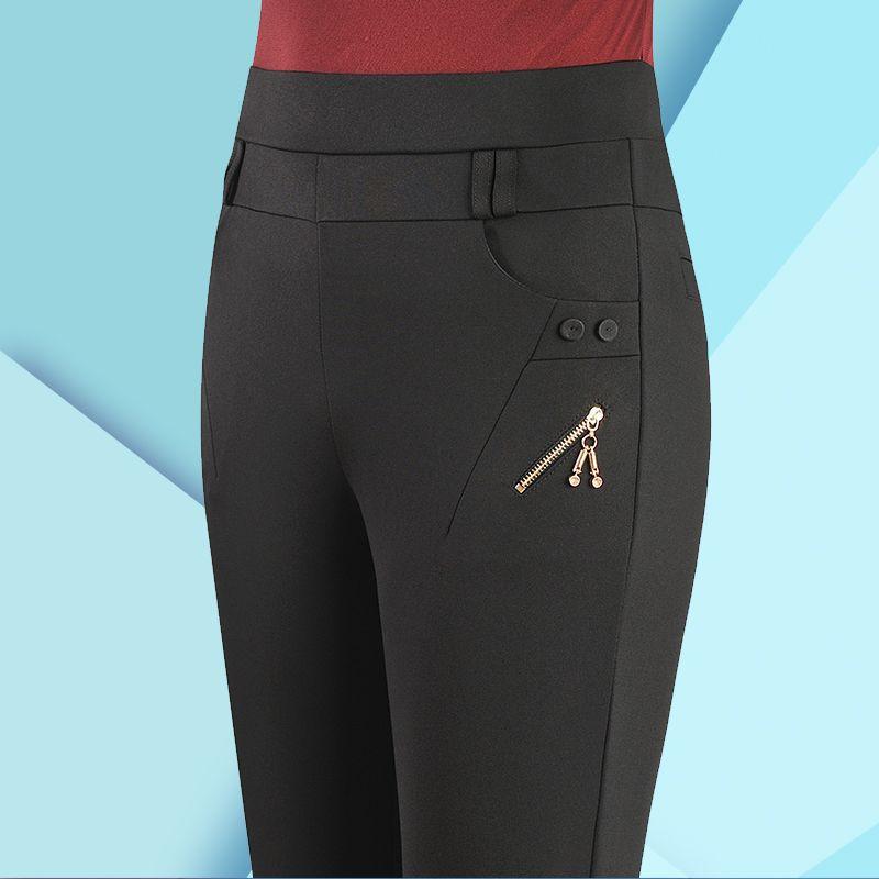 

Женские эластичные брюки с высокой талией, прямые, плотные, повседневные брюки больших размеров 6XL черный оливковый