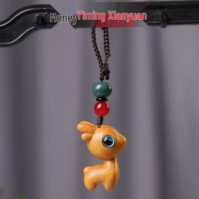Red Sandalwood Deer Tassel Phone Chain & Keychain Pendant