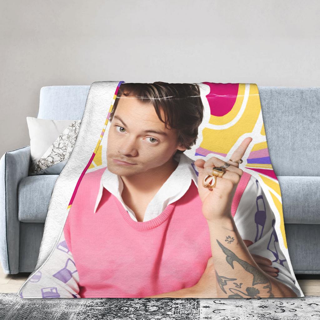 H-Harry Styles Warm Blanket Children Plush Throw Blanket Street Trend Outdoor Flannel Bedspread Sofa Bed Cover