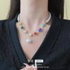 Colorful Crystal Pearl Beaded Versatile Necklace - Light Luxury & Fashionable Design