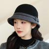 Wool Bucket Hat Women's Autumn and Winter Warm Elegant British Retro Basin Hat Fashion Winter Hat for Women, Ladies Winter Hats