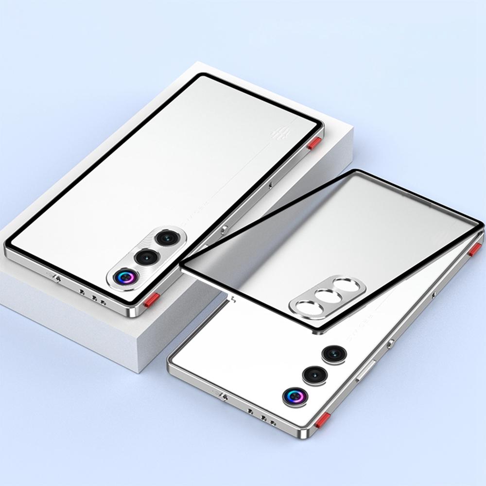 For ZTE nubia Redmagic 10 Air 5G Case Metal Frame Matte PC Back Phone Cover with Snap Button