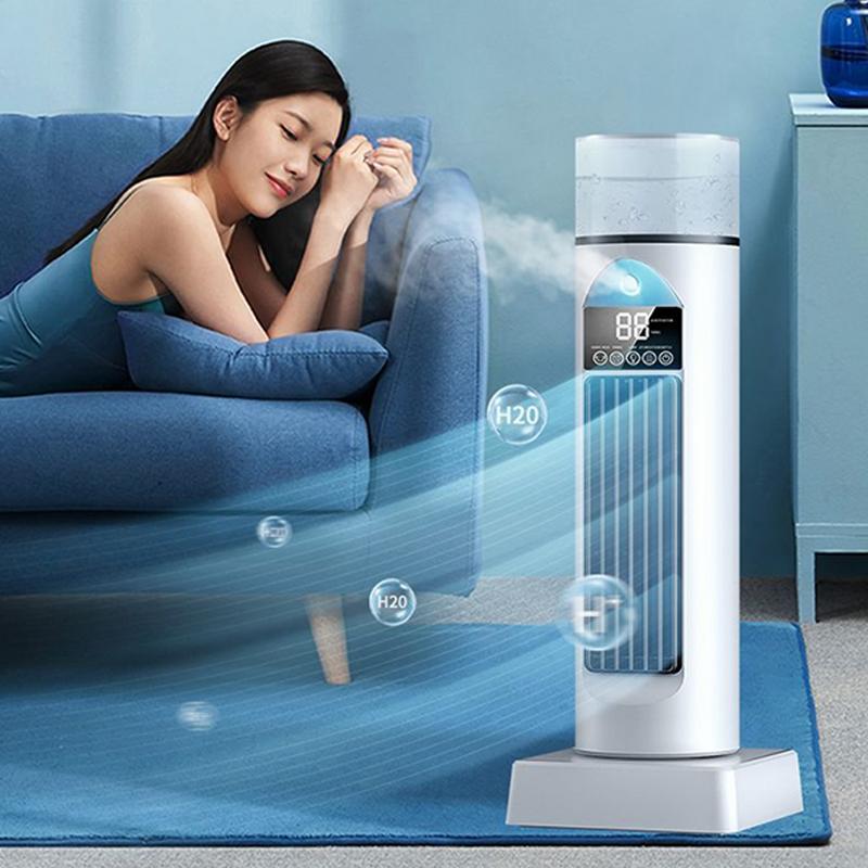 Przenośny wentylator AC wieżowy wentylator chłodzący powietrze do sypialni cichy oscylujący bezłopatkowy chłodnica z pilotem i zbiornikiem na wodę 6 prędkości