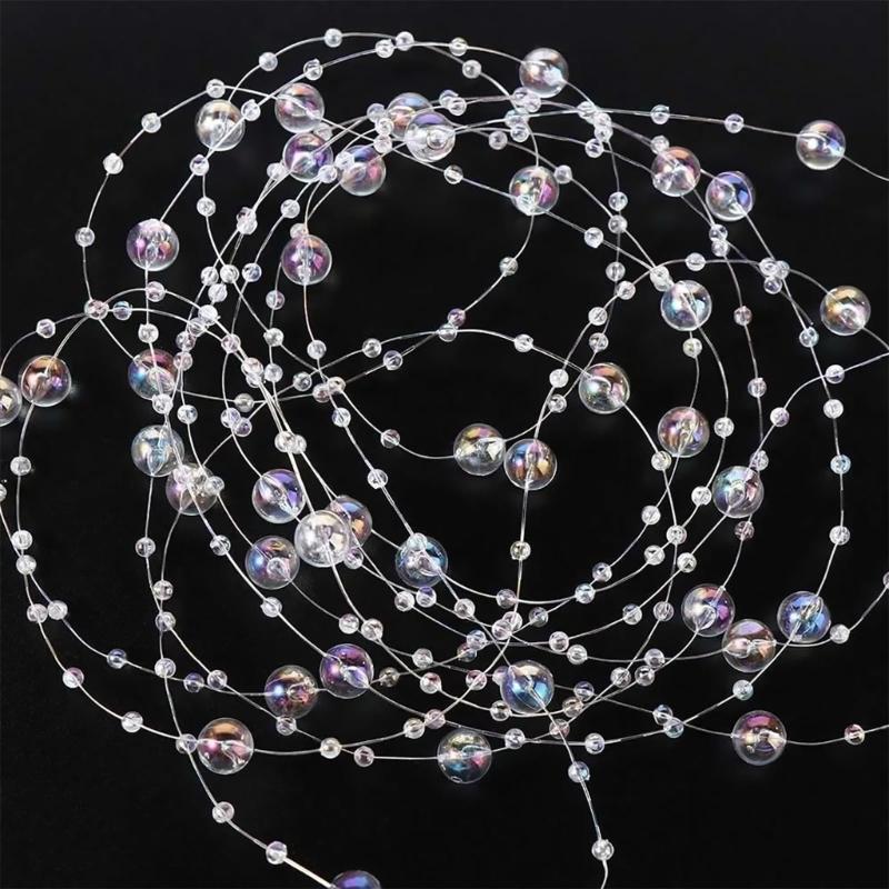 Plastic Resin Pearls String 60M Long Artificial Pearls Bead Strand For Handmade Craft Jewelry Making Wedding Bouquets