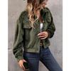 Autumn and Winter Warm Plush Casual Women Jacket Fashion Long Sleeve Solid Women's Green Jackets Elegant  Button Up Vintage Ladies Coats 24700
