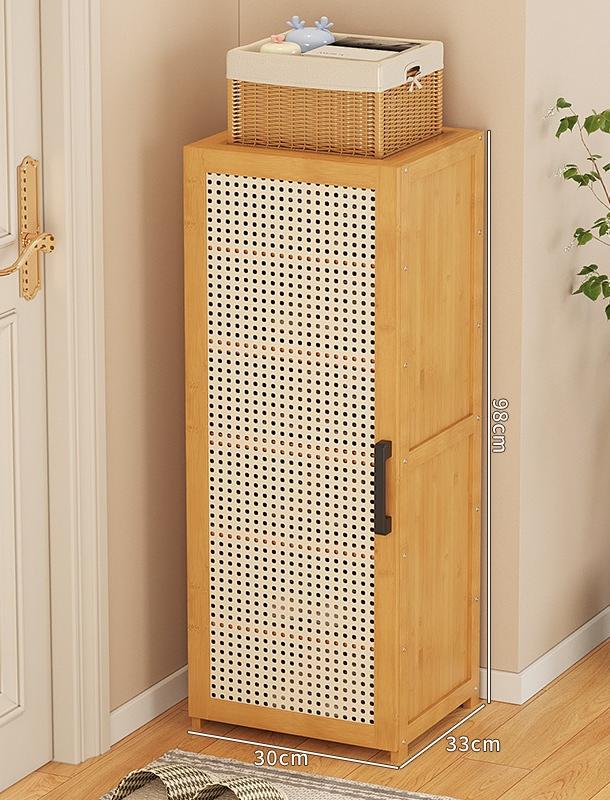 Shoe Storage Cabinet with 6-Tier Adjustable Shelves, Wooden Free Standing Shoes Rack for Farmhouse Living Room Entryway