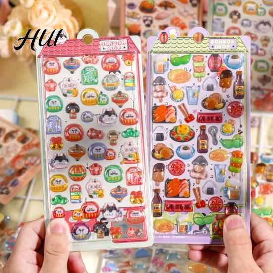 Personalized Sticker Collection Japanese Theme Puffy Stickers 3D Sushi Dessert Mountain Kawaii Goldfish Colorful Mini Decals for Scrapbooking