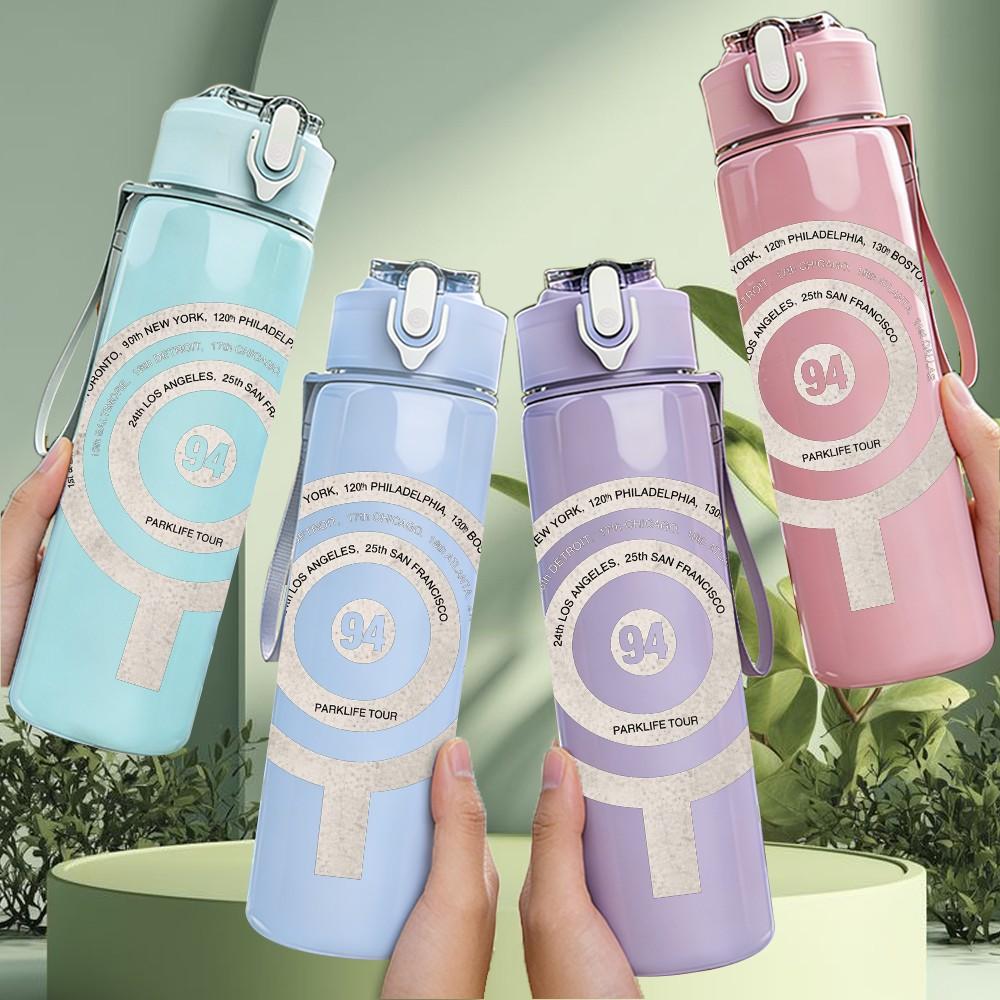 PC Target Circle Minimalist Line Art Print 750ml colorful plastic sports water bottle leakproof pop up lid with straw for outdoor work home use