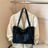 Tote bag simple college student class shoulder canvas bag large capacity casual versatile work commuter handbag women
