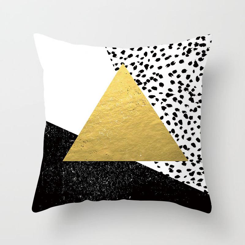 Home Products New Black Geometric Sofa Pillow Cushion Cover Digital Printing Office Cushion Cover