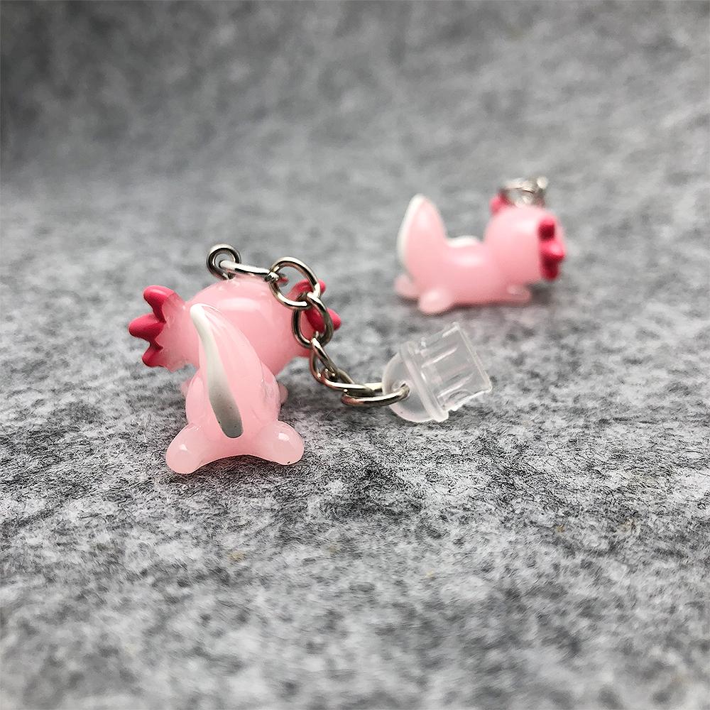 Adorable Practical Resin Pink Axolotl Charm Dust Plugs for Mobile Phone Tablets Laptops USB-C Lightening Port2