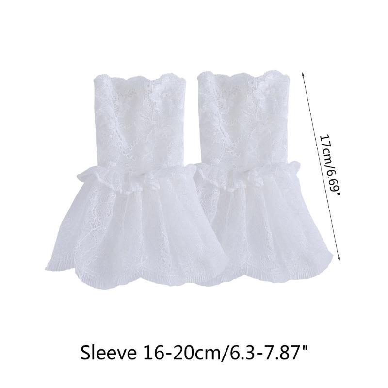 2pz Polsini Decorati Maniche Finte Per Abito Da Sposa Maniche Decorative in Pizzo Selvaggio Volant Maniche da Polso Polsini Pieghettati