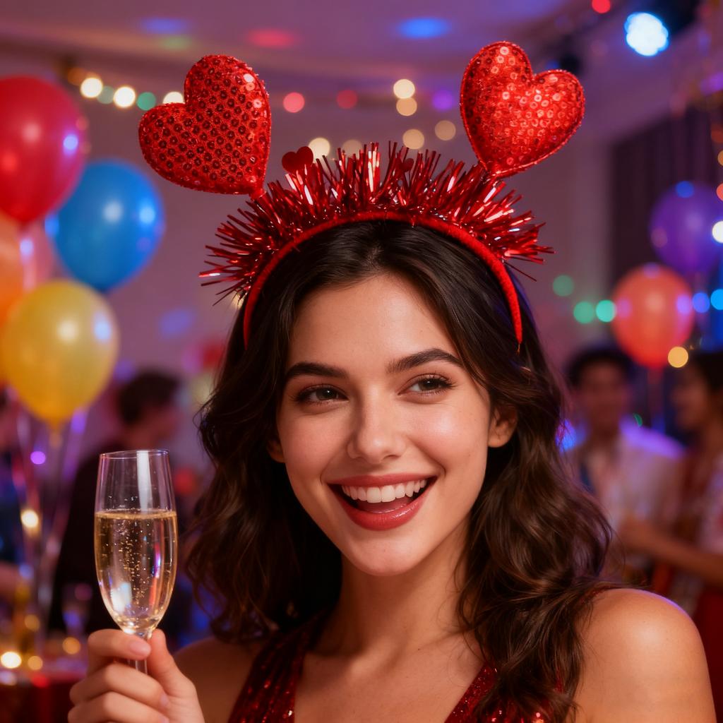 Red Heart Headband Heart Hair Accessories Valentines Day Hairband Hair Hoop Photo Props Valentines Headband For Lovers Wives