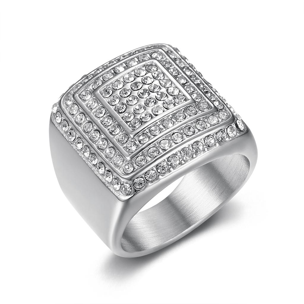 Ring New Hip-hop Ring Gold-plated Four-layer Full Diamond Luxury Men's Ring