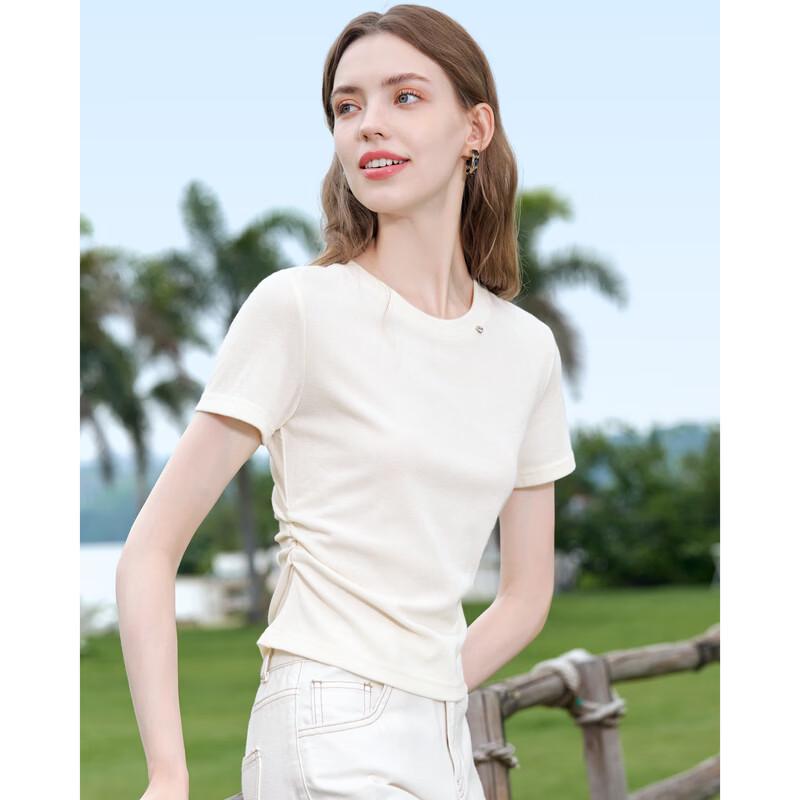 Betu Women's Summer Pleated Short-Sleeve T-Shirt
