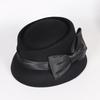 Women’s Vintage Wool Cloche Church Hat with Satin Bow Elegant Bowler Bucket Hat for Tea Party Wedding Garden Formal Events