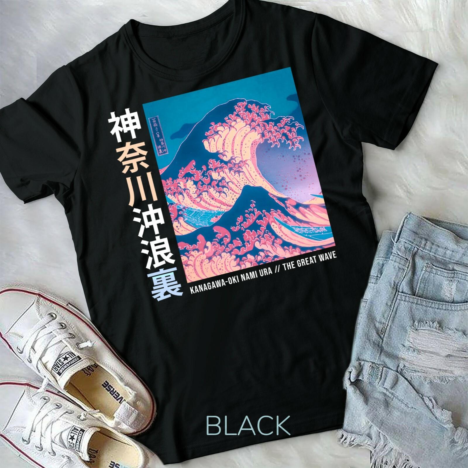 Japanese Wave Vintage Streetwear Aesthetic Trendy Graphic Unisex Form T-shirt L