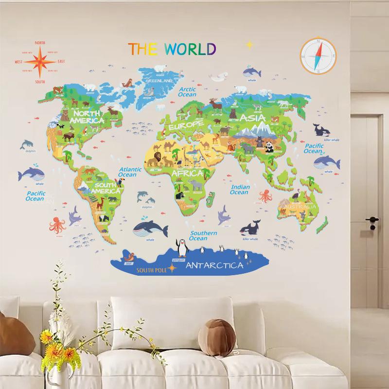Animal distribution map decoration children's room kindergarten decoration removeable wall stickers