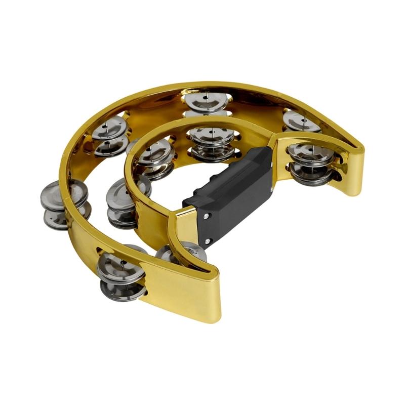Tambourine Metal Jingles Hand Held Percussion Half-Moon Tambourine for Kid-Early Education,Adult,KTV,Party Entertainment