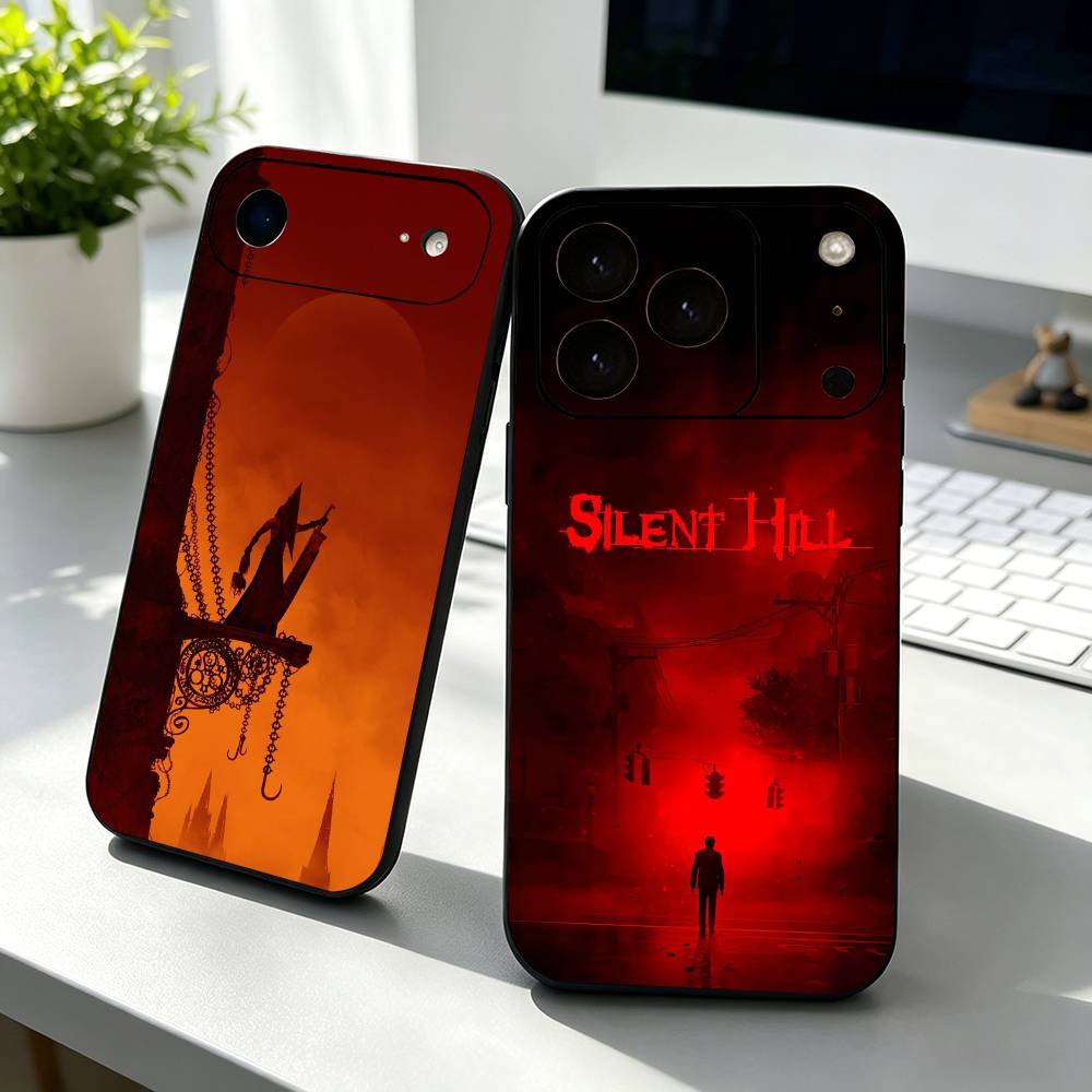 Games Silent Hill Horror Phone Case For iPhone 17,16,15,14,13,12,11 Plus,Pro Max,XS,Soft Silicone Black Cover
